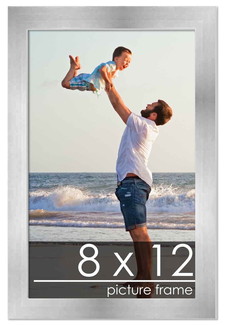 8x12 Solid Wood Picture Frame with UV-Resistant Acrylic & Acid-Free Backing, Available in 6 Finishes: Matte Black, Matte White, Metallic Bronze, Silver, Natural Wood Grain & Mahogany